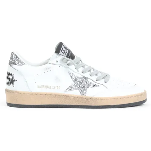 Weiße Silberne Ballstar Sneakers , Damen, Größe: 38 EU - Golden Goose - Modalova