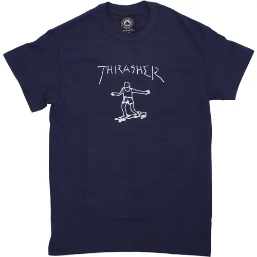 Logo Print Navy/White T-Shirt - Thrasher - Modalova