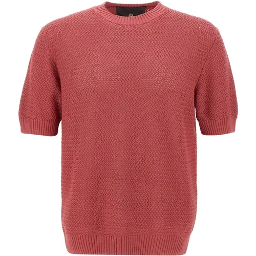 Men's Coral Cotton Sweater Short Sleeve , male, Sizes: XL - Filippo De Laurentiis - Modalova