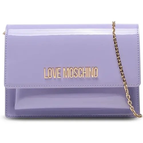 Varnished Faux Leather Shoulder Bag , female, Sizes: ONE SIZE - Love Moschino - Modalova