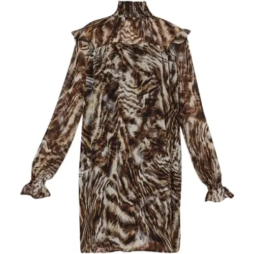 Georgette-Kleid mit Animal-Print und Rüschen , Damen, Größe: XL - Liu Jo - Modalova