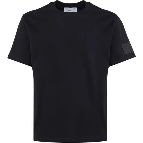 Schwarze T-Shirts und Polos mit 98% Baumwolle , Herren, Größe: M - Ami Paris - Modalova