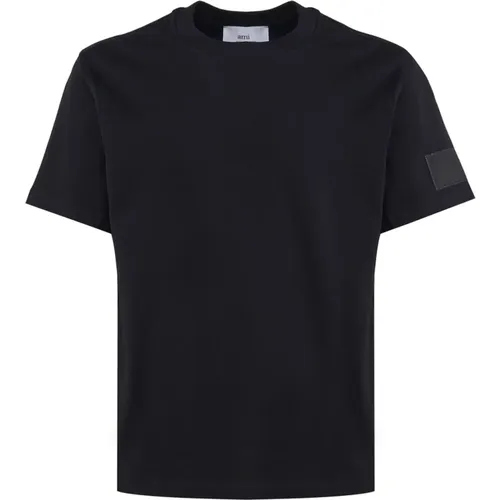 Schwarze T-Shirts und Polos mit 98% Baumwolle , Herren, Größe: S - Ami Paris - Modalova