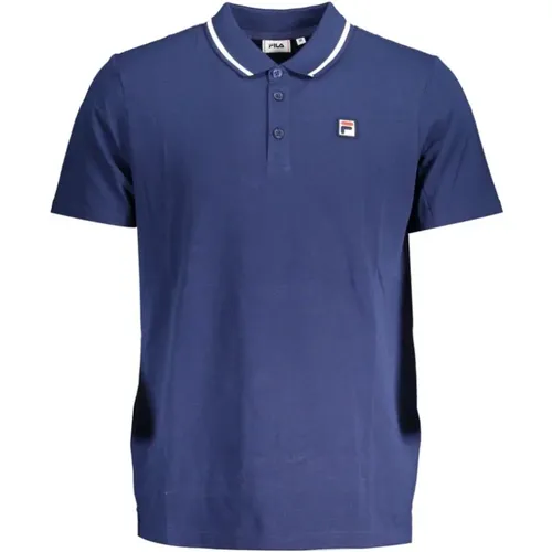 Klassisches Blaues Baumwoll-Polo mit Kontrastdetails - Fila - Modalova