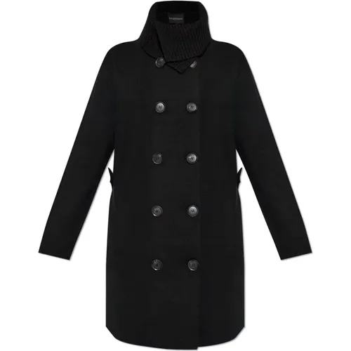 Double-Breasted Coat , female, Sizes: M, S - Emporio Armani - Modalova