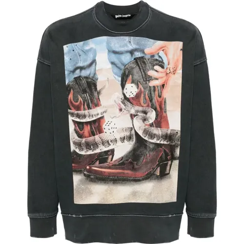 Oversized Sweater The Game Of The Snake , male, Sizes: L, S - Palm Angels - Modalova