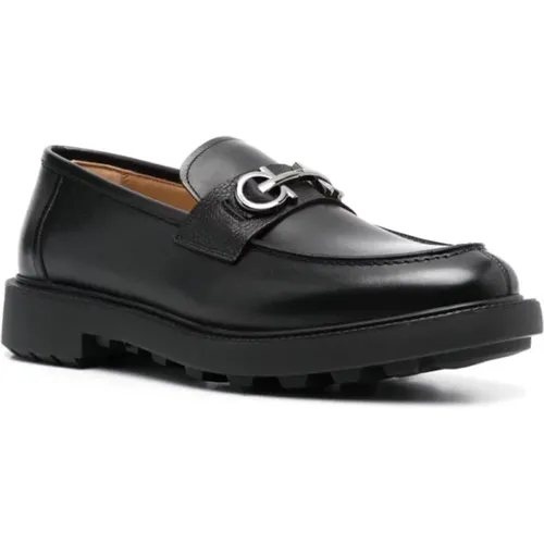 Brushed Leather Loafers with Gancini Detail , male, Sizes: 5 UK, 4 1/2 UK, 4 UK - Salvatore Ferragamo - Modalova
