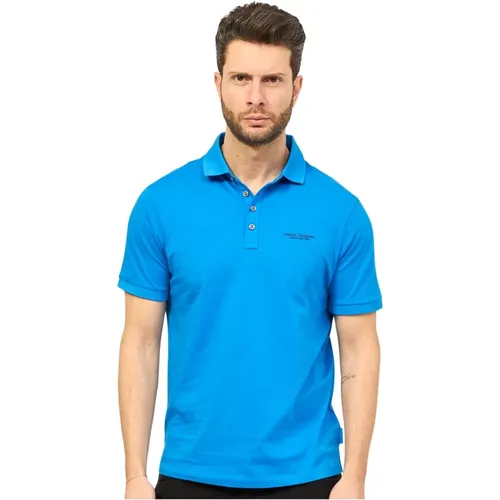 Blau Jersey Baumwolle Polo Shirt , Herren, Größe: L - Armani Exchange - Modalova