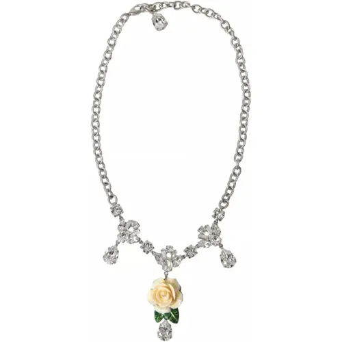 Crystal Roses Pendant Necklace , female, Sizes: ONE SIZE - Dolce & Gabbana - Modalova