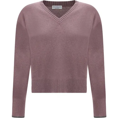 Cashmere Sweater with V-Neck , female, Sizes: S, L, M - BRUNELLO CUCINELLI - Modalova