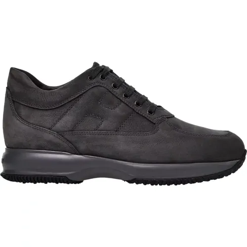 Grey Suede Sneakers with Visible Stitching , male, Sizes: 7 UK - Hogan - Modalova