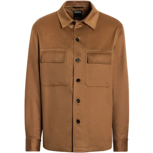 Cashmere Overshirt with Patch Pockets , male, Sizes: L, 2XL, XS, 3XL, S, XL - Ermenegildo Zegna - Modalova