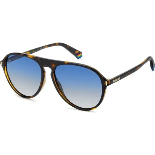 Havana Blue Shaded Sunglasses , male, Sizes: 57 MM - Polaroid - Modalova