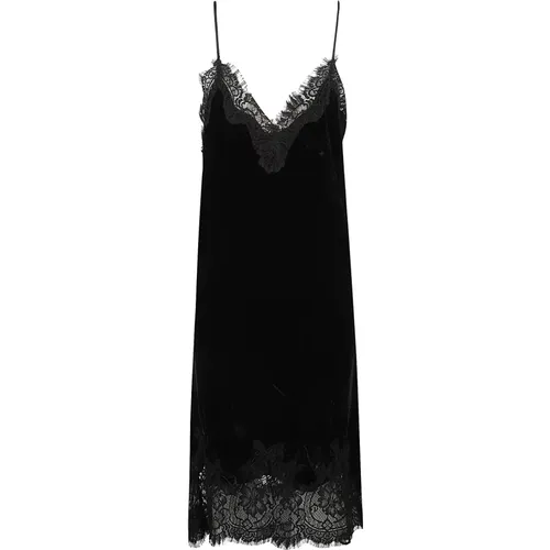 Lace Trim Velvet Slip Dress , female, Sizes: XS - Gold Hawk - Modalova