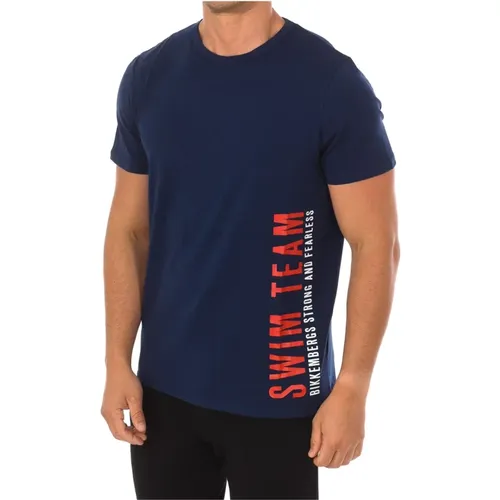 Marineblaues T-Shirt mit kurzen Ärmeln , Herren, Größe: S - Bikkembergs - Modalova