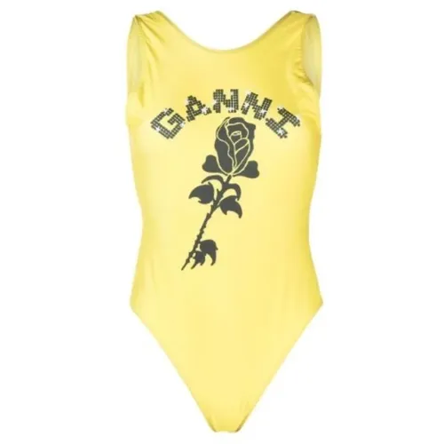 Goldener Kiwi Sportlicher Badeanzug , Damen, Größe: XS - Ganni - Modalova