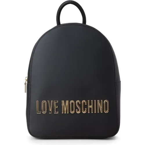 Faux Leather Backpack with Metal Logo , female, Sizes: ONE SIZE - Love Moschino - Modalova