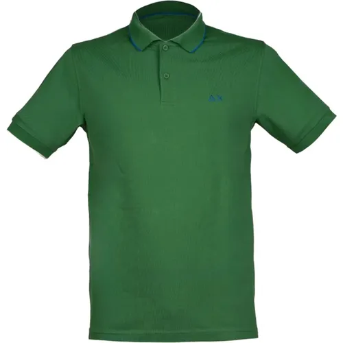 Gestreiftes Kragen Polo Shirt Grün , Herren, Größe: XL - Sun68 - Modalova