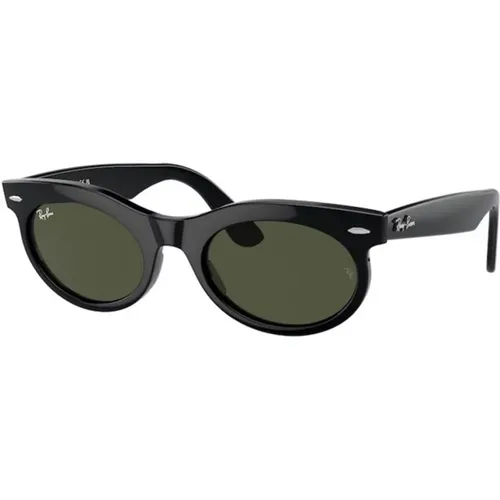Ovale Sonnenbrille Schwarz Grüne Gläser , unisex, Größe: 53 MM - Ray-Ban - Modalova