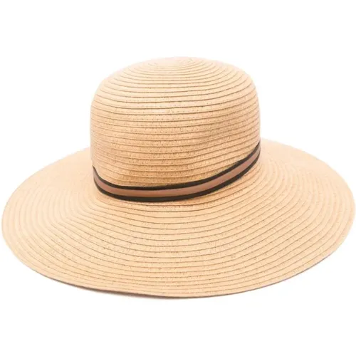 Golden Interwoven Flat Crown Hat , female, Sizes: S, M - Borsalino - Modalova