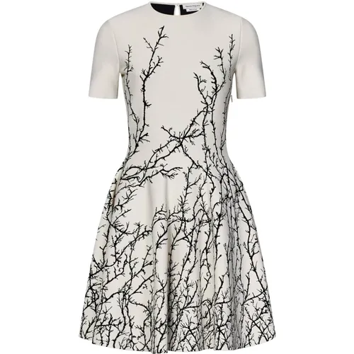 Ivory Jacquard Thorn Branch Dress , female, Sizes: M - alexander mcqueen - Modalova