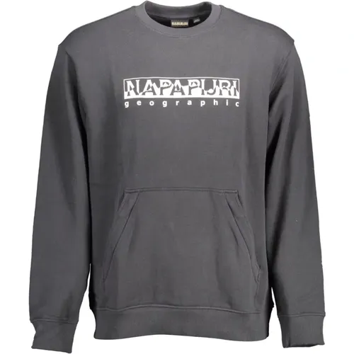 Schwarzer Sweatshirt mit Reißverschlusstasche , Herren, Größe: XL - Napapijri - Modalova