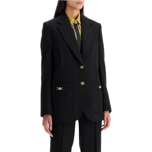 Medusa Decorated Wool Blazer , female, Sizes: M - Versace - Modalova