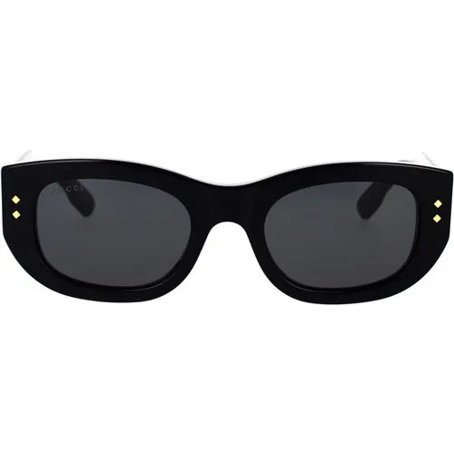 Mutige rechteckige Sonnenbrille mit Metallnieten , Damen, Größe: 51 MM - Gucci - Modalova