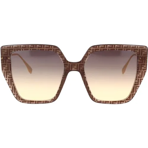 Geometrische Oversize-Sonnenbrille mit minimalistischem Rahmen , Damen, Größe: 55 MM - Fendi - Modalova