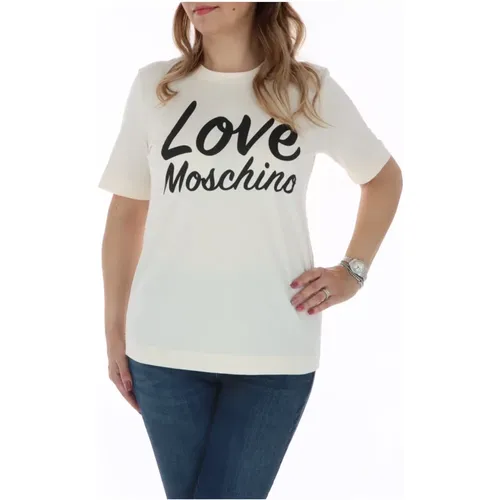 Grafik Print Damen T-Shirt Frühling/Sommer , Damen, Größe: 2XS - Love Moschino - Modalova