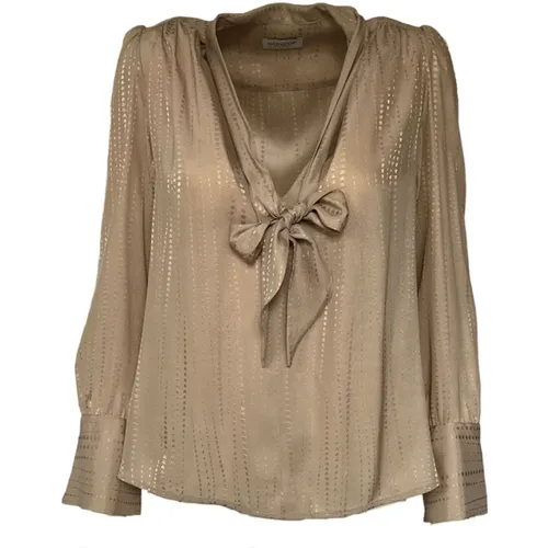 Patterned Silk Shirt with V-Neck , female, Sizes: S, XS - Dondup - Modalova