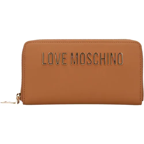 Damen Geldbörse aus Kunstleder mit Reißverschluss und Metall-Logo , Damen, Größe: ONE Size - Love Moschino - Modalova