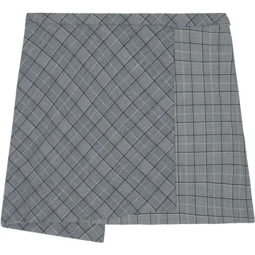 Checkered Asymmetrical Mini Skirt , female, Sizes: M - Ganni - Modalova