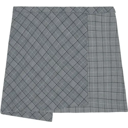 Checkered Asymmetrical Mini Skirt , female, Sizes: M, S - Ganni - Modalova