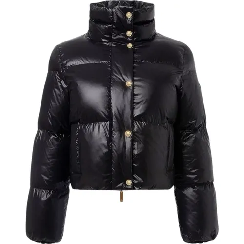 Satin Crop Puffer Jacke , Damen, Größe: L - Elisabetta Franchi - Modalova