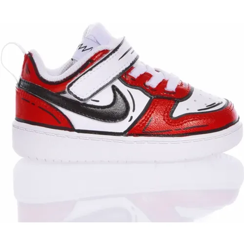 Handgefertigte Custom Sneakers Weiß Schwarz Rot - Nike - Modalova