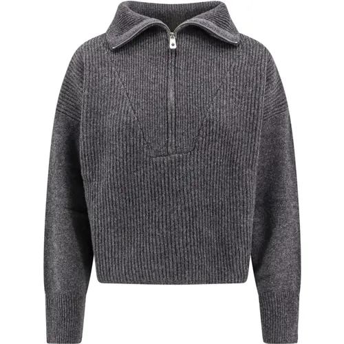 Grey Knitwear Turtleneck Half Zip Sweater , female, Sizes: S, L, M - pinko - Modalova