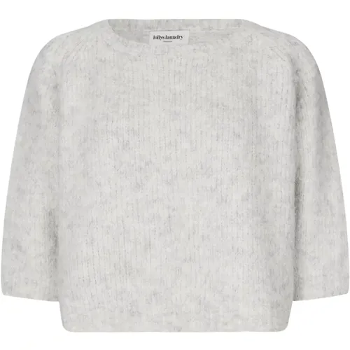 Light Grey Melange Cropped Knit with ¾ Sleeves , female, Sizes: XS - Lollys Laundry - Modalova