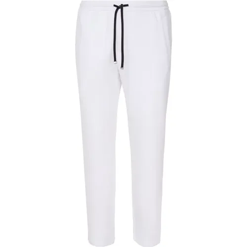 Cotton Elastic Waist Trousers White , male, Sizes: M - Emporio Armani - Modalova