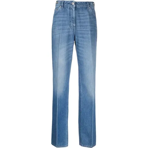 Blaue maßgeschneiderte Jeans mit Medusa-Hardware , Damen, Größe: W25 - Versace - Modalova