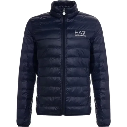 Leichte blaue Steppjacke mit Reißverschluss , Herren, Größe: S - Emporio Armani - Modalova