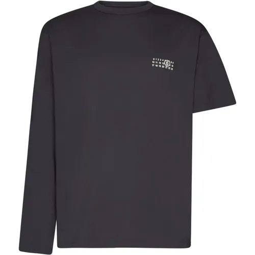Graues Jersey Zahlenmotiv T-Shirt - MM6 Maison Margiela - Modalova