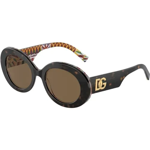 Elegant Oval Sunglasses Dg4448 Model , female, Sizes: 51 MM - Dolce & Gabbana - Modalova