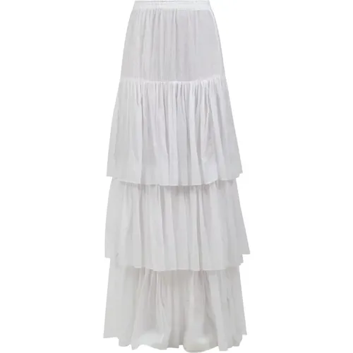Long Flared Cotton Silk Skirt , female, Sizes: 2XS, L, M, S, XS - Jucca - Modalova