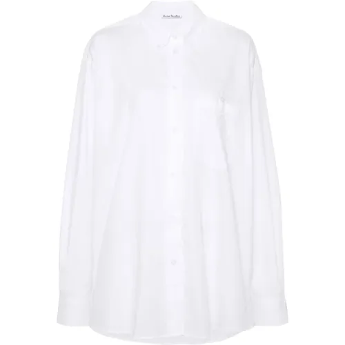 Logo-Embroidered Poplin Shirt , female, Sizes: M - Acne Studios - Modalova