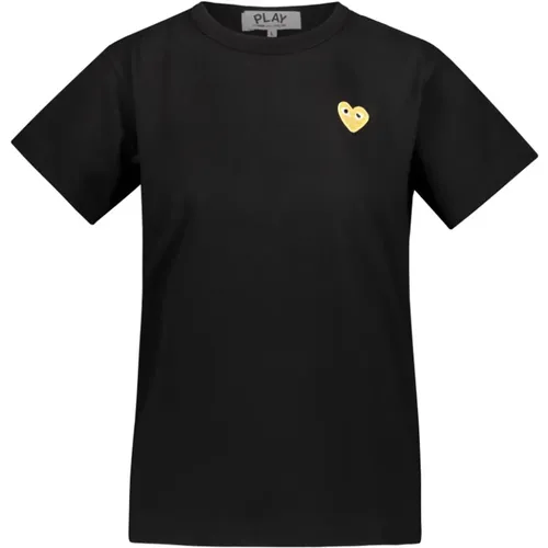 Gold Heart Embroidered T-Shirt , female, Sizes: L, M - Comme des Garçons - Modalova