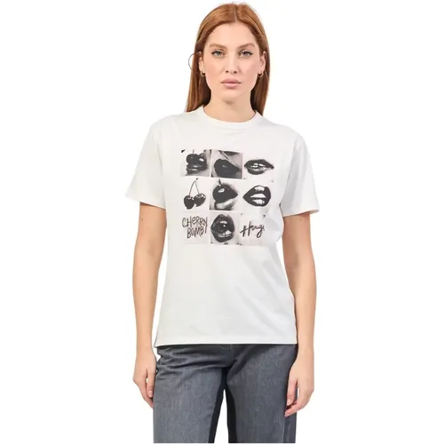 Weißes T-Shirt mit neuem Saison-Print , Damen, Größe: L - Hugo Boss - Modalova