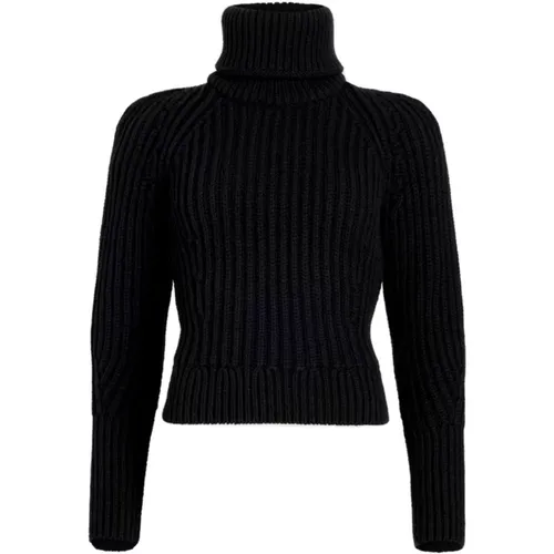 Schwarzer Wollrippenstrickpullover , Damen, Größe: L - Patou - Modalova