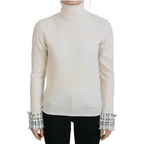 Luxury Ivory Turtleneck Sweater , female, Sizes: L, 2XS - Dolce & Gabbana - Modalova