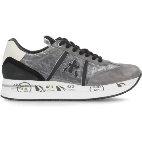 Graue Weiße Leder Tech Fabric Sneakers , Damen, Größe: 36 EU - Premiata - Modalova